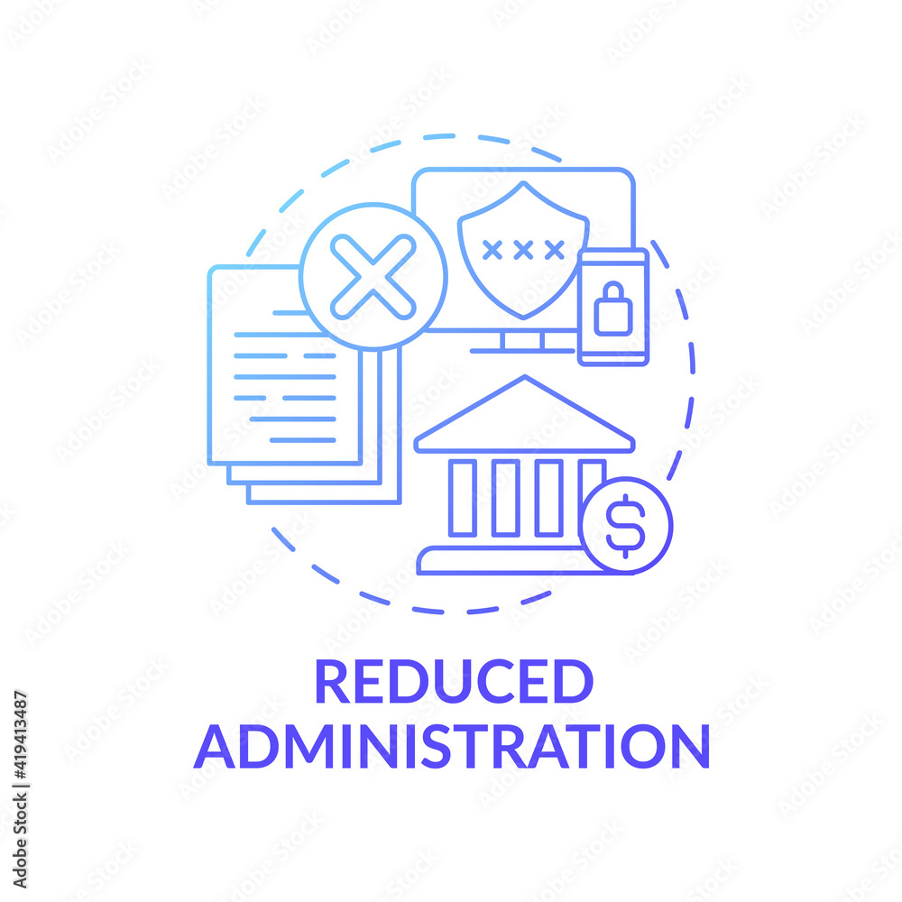 Reduced administration concept icon. Improving quality of legislation idea thin line illustration. Security management. Protected data. Payment taxes. Vector isolated outline RGB color drawing Reduced administration concept icon. Improving quality of legislation idea thin line illustration. Security management. Protected data. Payment taxes. Vector isolated outline RGB color drawing