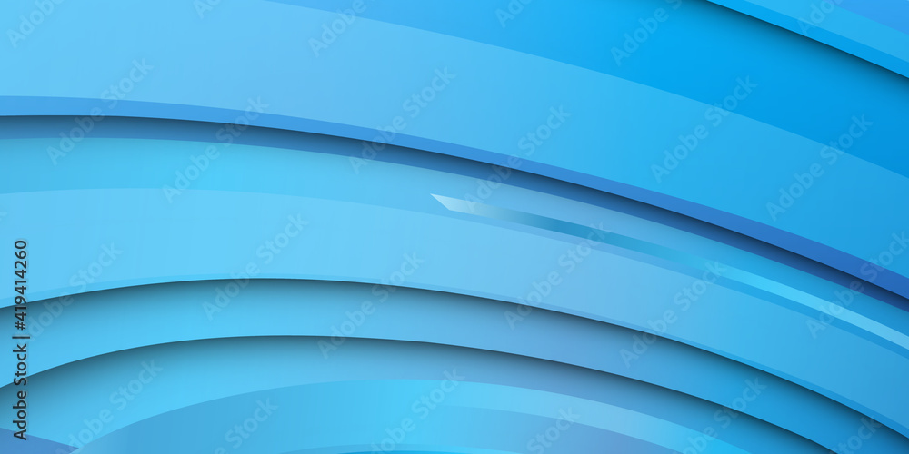 Fototapeta premium Modern 3D blue abstract background with paper cut shapes. Layered tunnel wave background. Shadows box. Vector design for business presentations, flyers, posters 