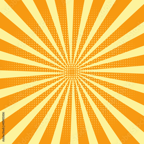 Vintage vector retro background with sun rays. Pop art poster, banner comics.