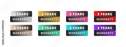 3 years warranty logo badge, icon, sticker design template. Manufacture certification guarantee protection symbol. Vector illustration. photo