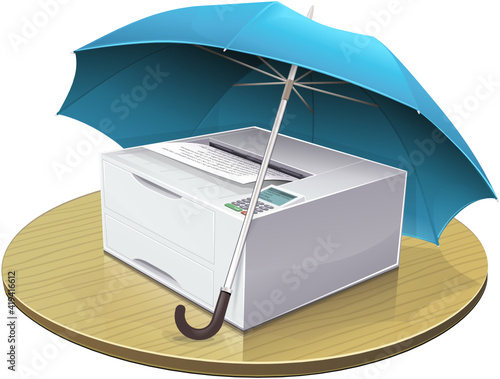 Laser printer: warranty and insurance (cut out)