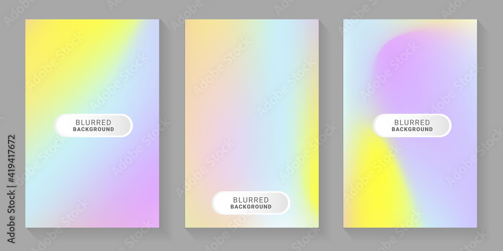 Set of soft cloud background in pastel colorful gradation. Modern blurred background. Vector EPS.10	