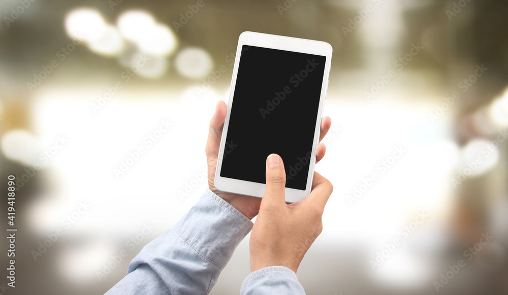 Hands holding tablet touch computer gadget Hands holding tablet touch computer gadget