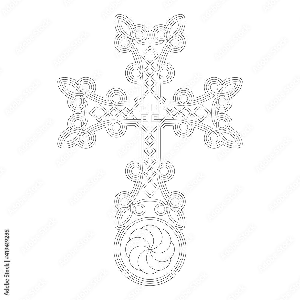 vector icon with ancient Armenian symbol Khachkar. Armenian cross stone for your project vector icon with ancient Armenian symbol Khachkar. Armenian cross stone for your project