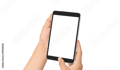 Obraz na płótnie Hands holding tablet touch computer gadget