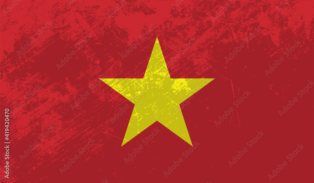 Grunge Vietnam flag. Vietnam flag with waving grunge texture. Grunge Vietnam flag. Vietnam flag with waving grunge texture.