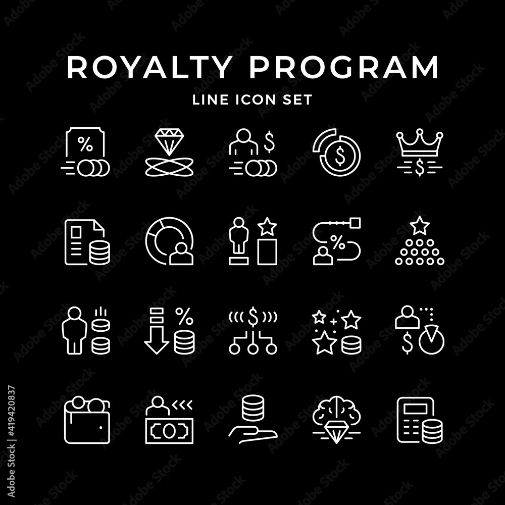 Set line icons of royalty program Set line icons of royalty program