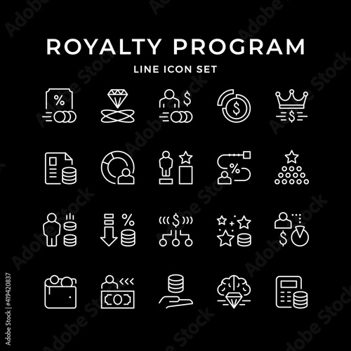 Set line icons of royalty program