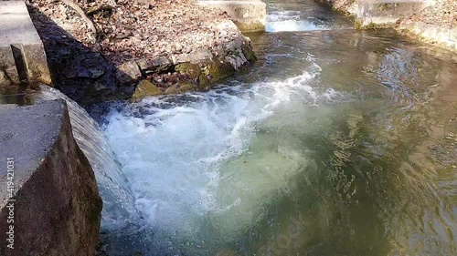 Bach mit kleinem Wasserfall im Siebentischwald Stadtwald Augsburg Zigeunerbach mündet in Siebenbrunner Bach
 photo