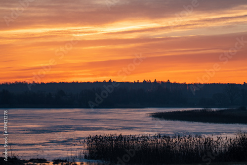 sunset over the river