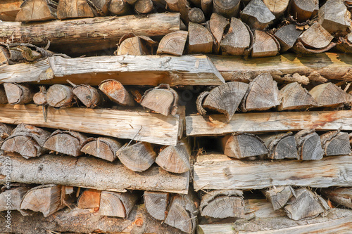 Firewood background. Log background or stack of log.