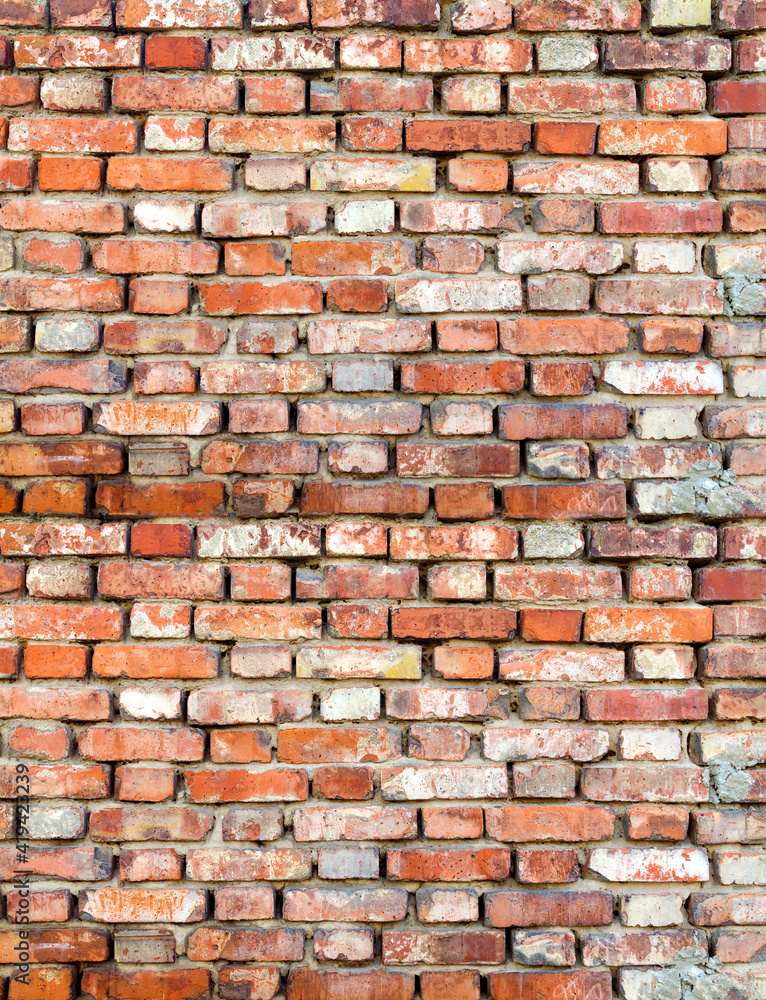 old cracked brick wall texture background