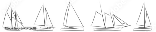 Segelboote Konturen Zeichnungen Vektor Grafik Lineart