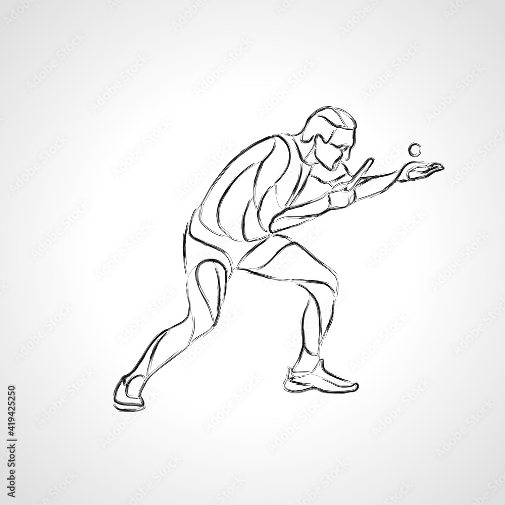 Fototapeta premium Table Tennis Male Player with Racket Overhead Eps 10