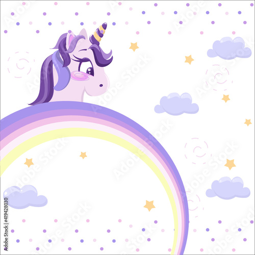 pony, unicorn, fairy tale, baby, postcard, girls, kids, children, nursery, girly, fairy tale, rainbow, clouds, character, horse, hair, mane,
postcard, birthday, banner, print, interior, invitation, pi