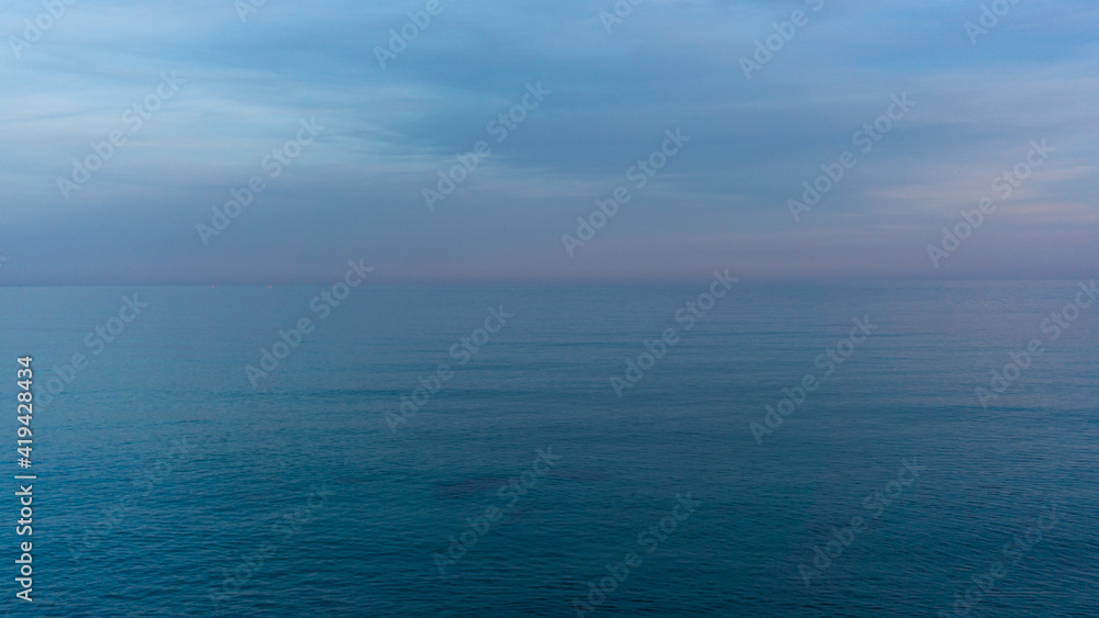 Blurred horizon between sky and sea