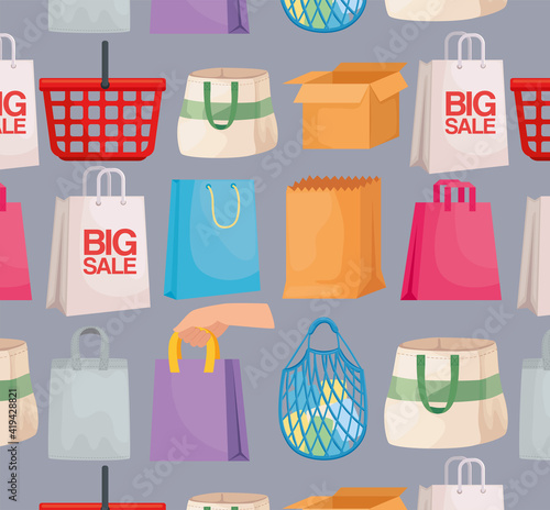 shopping packings pattern set icons