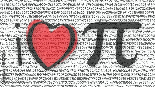 Happy PI day, 14 march, Pythagoras mathematical numbers series ( 3.14 3,14 3/14 ) symbol. Fun vector maths icon or sign banner Ratios letters formula structure. Archimedes constant irrational number