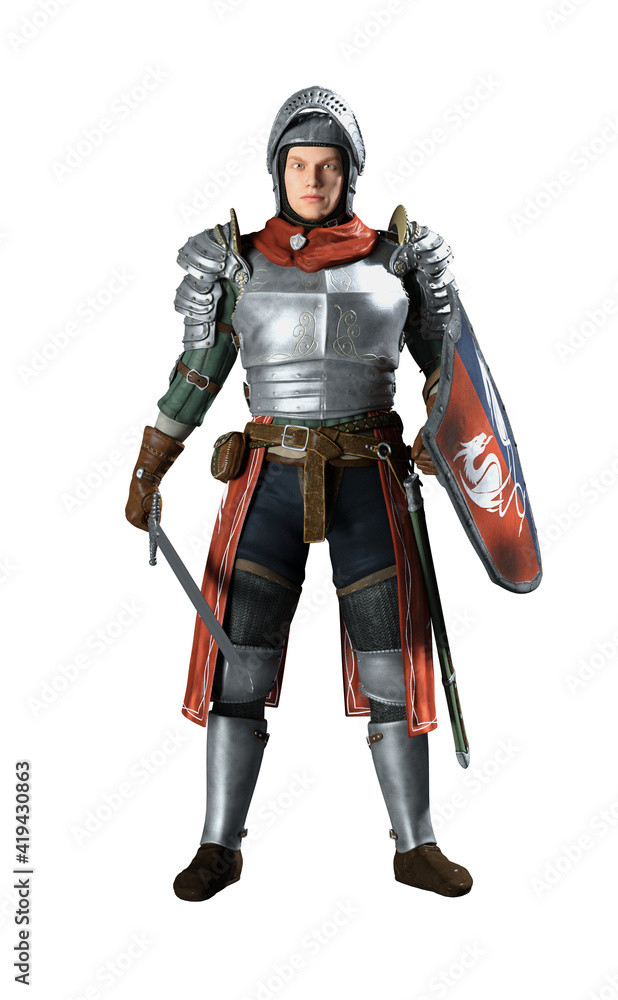 Standing Knight in Armor with Sword and Shield
Standing Knight in Armor with Sword and Shield