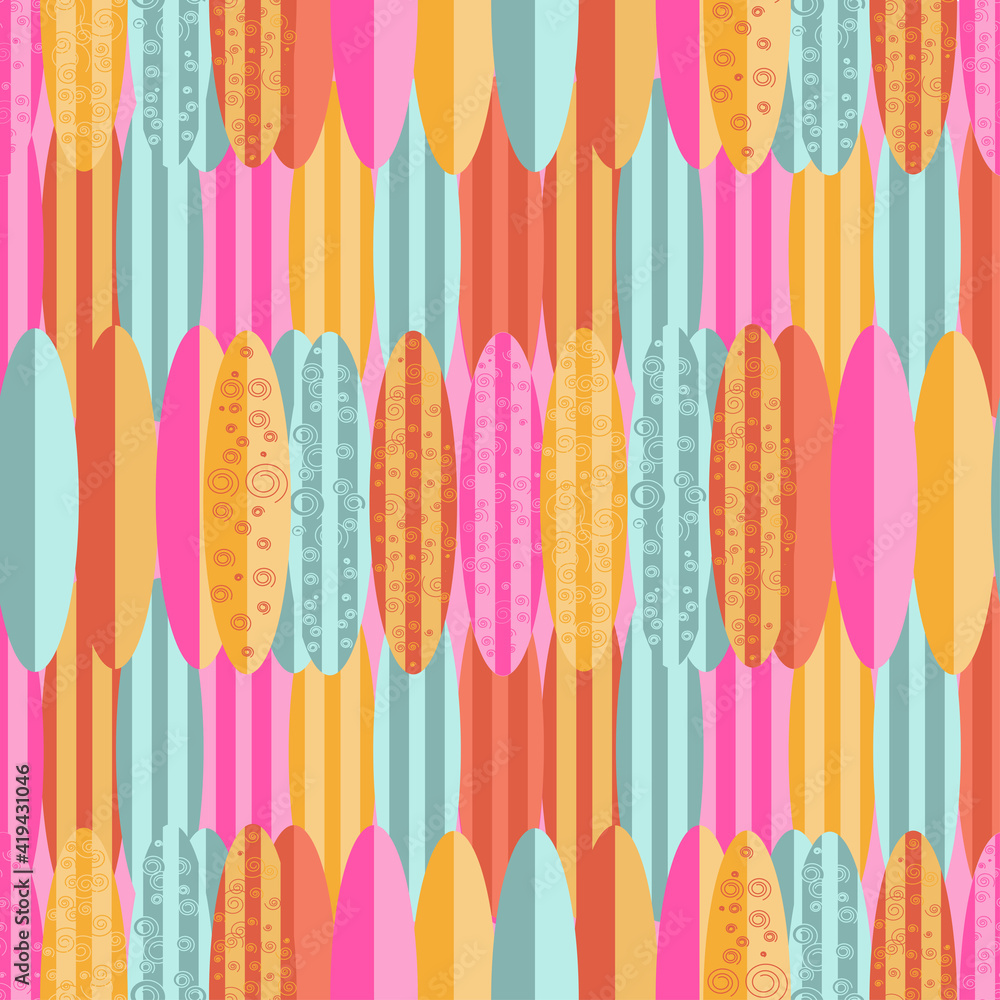 vector seamless pattern with the image of surfboards