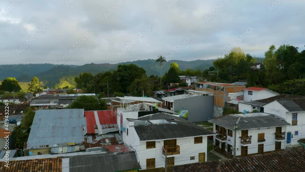 Aerial View of Salento, Andean Mountain Town in Colombia Aerial View of Salento, Andean Mountain Town in Colombia