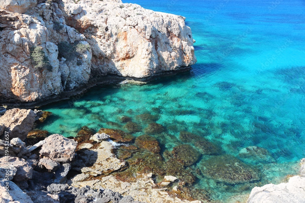 Clear water of Mediterranean Sea, Cyprus. Beautiful Cyprus landscape.