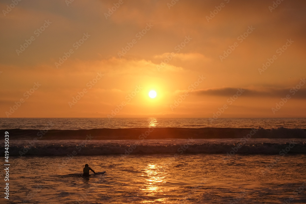 Sunset over the Pacific Ocean, Santa Monica California
