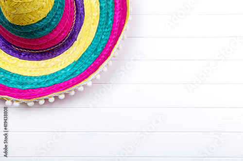 Mexican hat on white wooden table