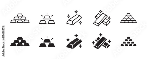 Gold icon set. Vector graphic illustration. Suitable for website design, logo, app, template, and ui. 