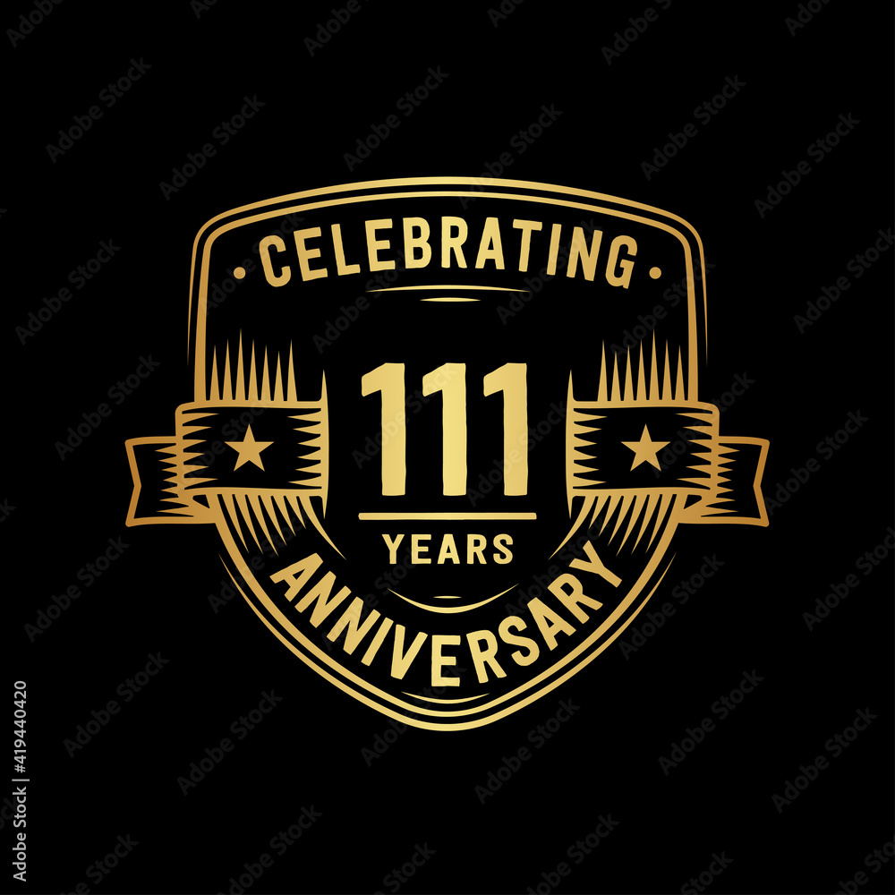 Fototapeta premium 111 years anniversary celebration shield design template. Vector and illustration. 