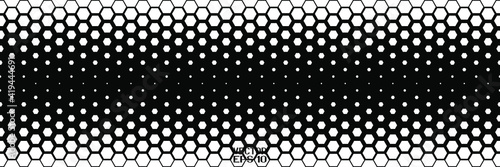 Abstract Seamless Black and White Geometric Pattern with Polygons. Contrasty Optical Psychedelic Illusion. Spotted Hexagonal Texture. Vector Illustration
