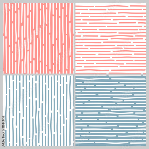 Vector seamless striped pattern in abstract style on a blue background.