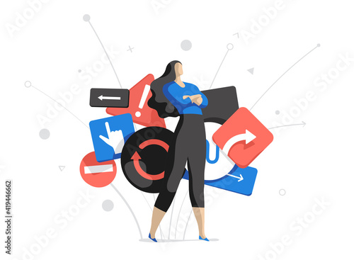 Donna guarda verso il futuro e decide quale direzione prendere