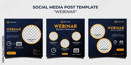 Creative design collection of social media story post templates. It is suitable for business webinars, marketing webinars, online class programs, etc.