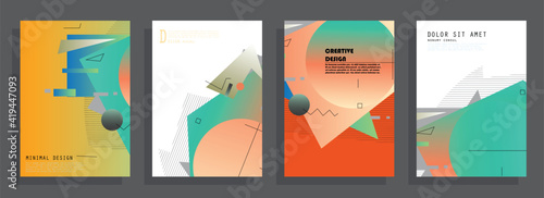 Abstract background creative cover set. Can be used for Collage page, greeting card, invitation, brochure brush strokes style, banner idea, book cover, booklet print, phone case print, Eps10 vector.