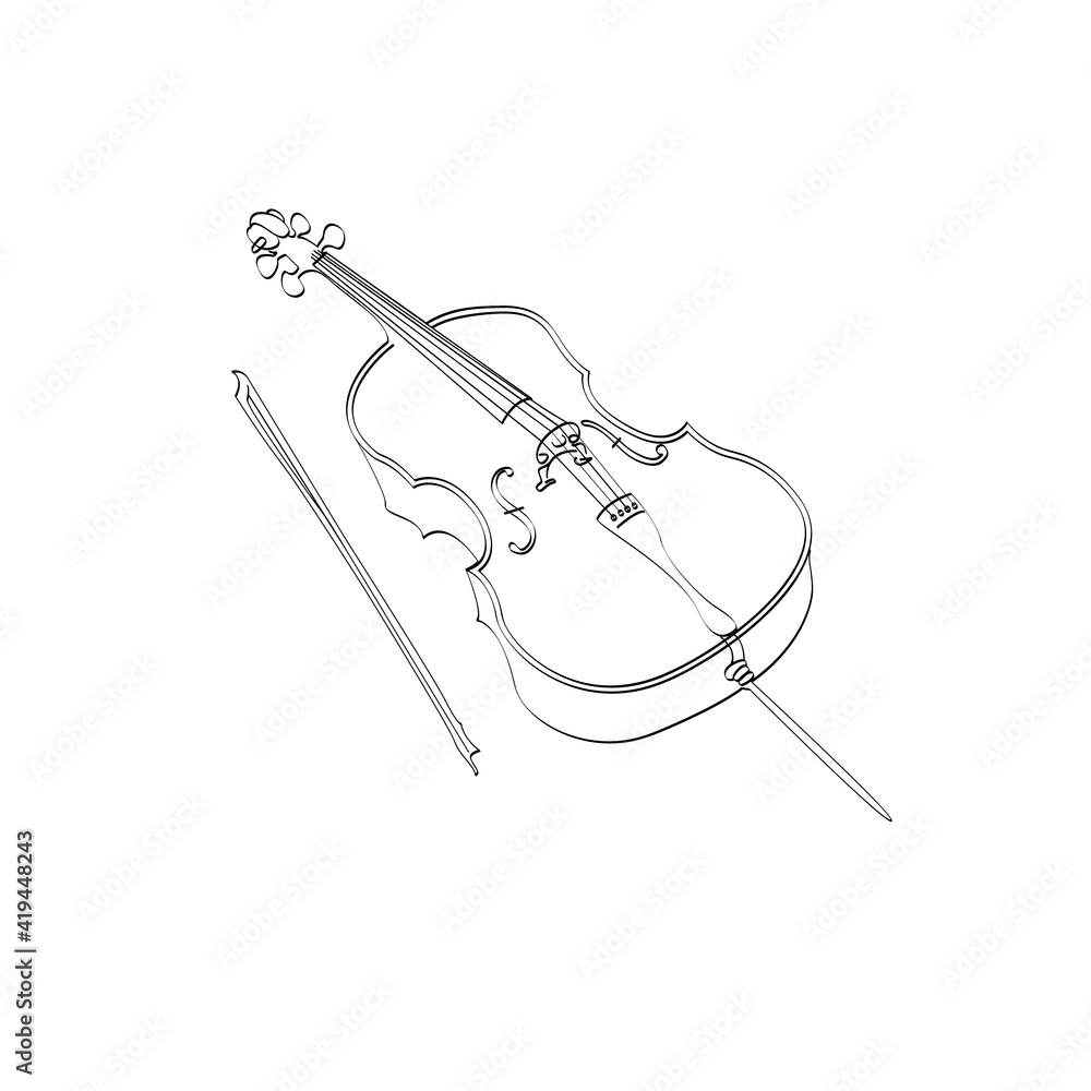 Obraz premium Cello silhouette in one line