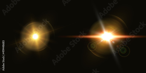 Illustration of Vector Lens Flare Effect. Transparent Vector Glow Lens Flare Ray Effect. Futuristic Interface Technology Infographic Template