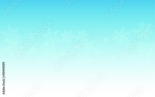 Fototapeta Naklejka Na Ścianę i Meble -  Silver Snow Vector Blue Background. Fantasy Snowflake Backdrop. Gray Holiday Pattern. magic Snowfall Banner.