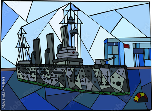 The cruiser of St. Petersburg. The cruiser became one of the main symbols of the October Revolution in Russia.