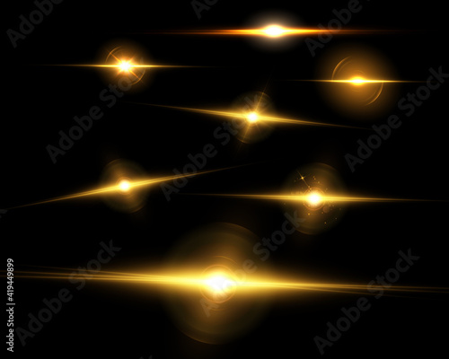 Illustration of Vector Lens Flare Effect. Transparent Vector Glow Lens Flare Ray Effect. Futuristic Interface Technology Infographic Template