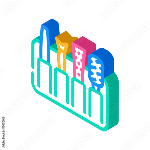 set with callus remover accessories isometric icon vector illustration