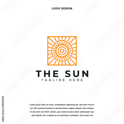 Creative sun icon logo design color editable vector illustration