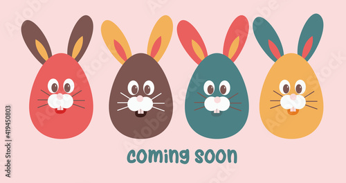Colorful easter bunny eggs set vector illustration
