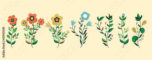 Flower and floral graphic elements in vector format. Set of flowers to use in your own design.