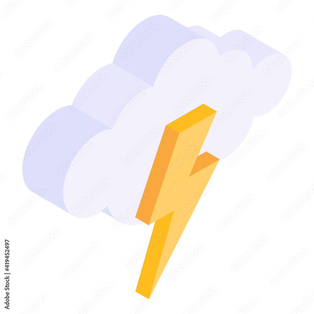 Icon of cloud with lighting bolt, concept of thunderstorm
Icon of cloud with lighting bolt, concept of thunderstorm