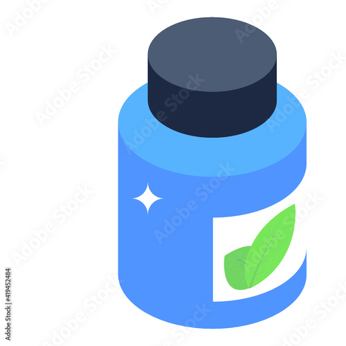 
Isometric design, icon of herbal bottle

