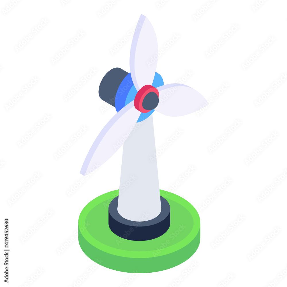 Windmill icon in isometric style, wind turbine
Windmill icon in isometric style, wind turbine