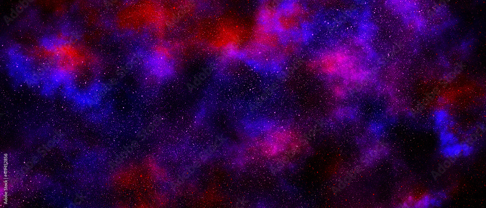 Abstract cosmic blue and purple background with stars and nebulae. Colorful stellar universe