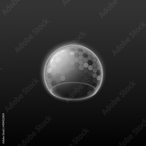Bubble shield or energy field with cells, realistic vector illustration isolated.