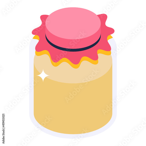 
Jar filled with ripe red creamy stuff, icon for jelly jar 

